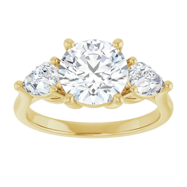 The Ella 3.00ctw Round and Pear cut Lab Grown Diamond Trilogy Engagement Ring