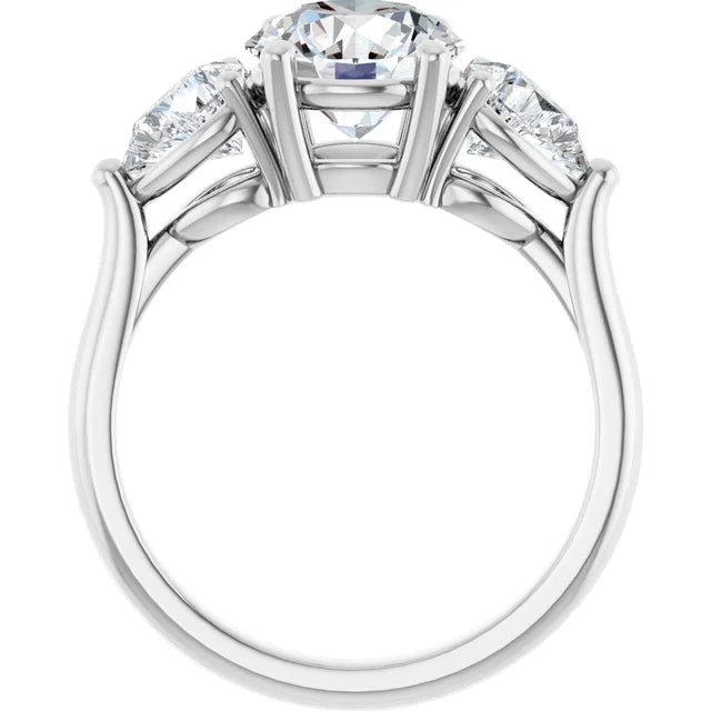 The Ella 3.00ctw Round and Pear cut Lab Grown Diamond Trilogy Engagement Ring