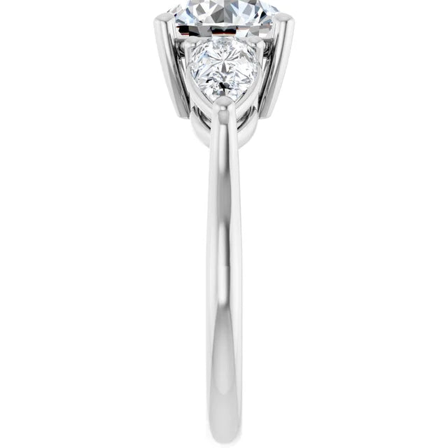 The Ella 3.00ctw Round and Pear cut Lab Grown Diamond Trilogy Engagement Ring