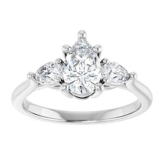 The Ella 1.40ctw Pear cut Lab Grown Diamond Trilogy Engagement Ring