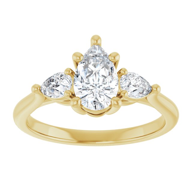 The Ella 1.40ctw Pear cut Lab Grown Diamond Trilogy Engagement Ring