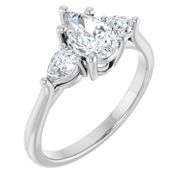 The Ella 1.40ctw Pear cut Lab Grown Diamond Trilogy Engagement Ring