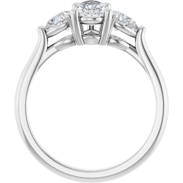 The Ella 1.40ctw Pear cut Lab Grown Diamond Trilogy Engagement Ring