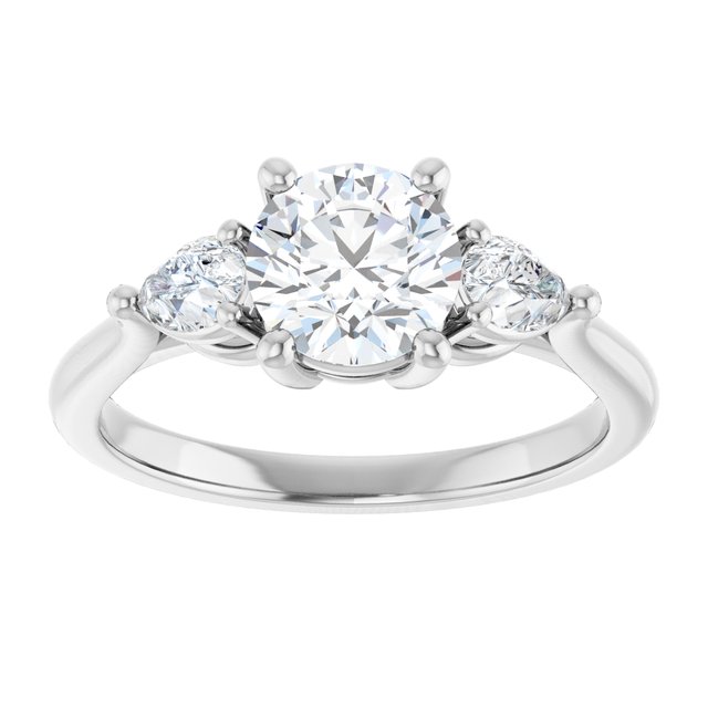 The Ella 1.40ctw Round and Pear cut Lab Grown Diamond Trilogy Engagement Ring