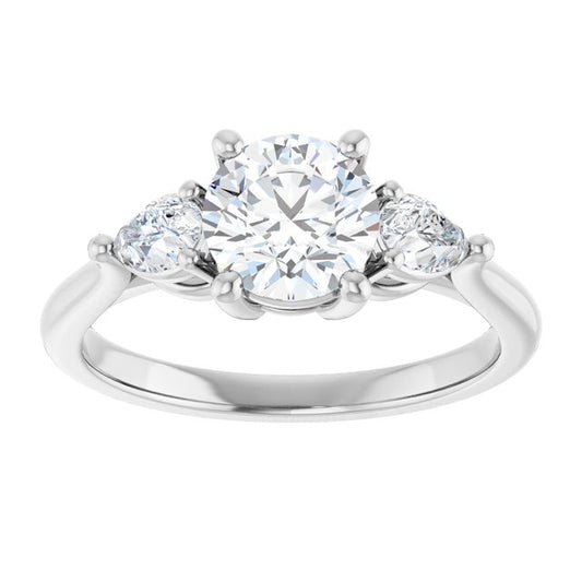 The Ella 1.40ctw Round and Pear cut Lab Grown Diamond Trilogy Engagement Ring