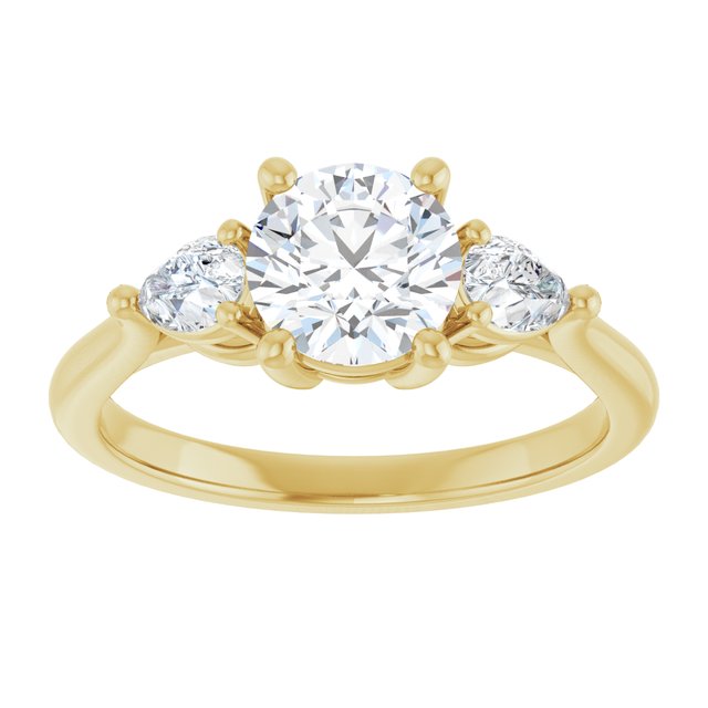 The Ella 1.40ctw Round and Pear cut Lab Grown Diamond Trilogy Engagement Ring