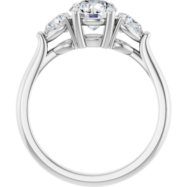 The Ella 1.40ctw Round and Pear cut Lab Grown Diamond Trilogy Engagement Ring