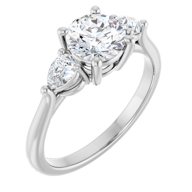 The Ella 1.40ctw Round and Pear cut Lab Grown Diamond Trilogy Engagement Ring