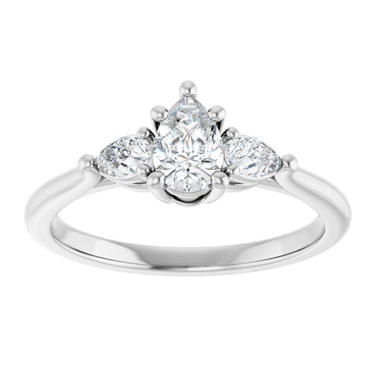 The Ella 0.90ctw Pear cut Lab Grown Diamond Trilogy Engagement Ring