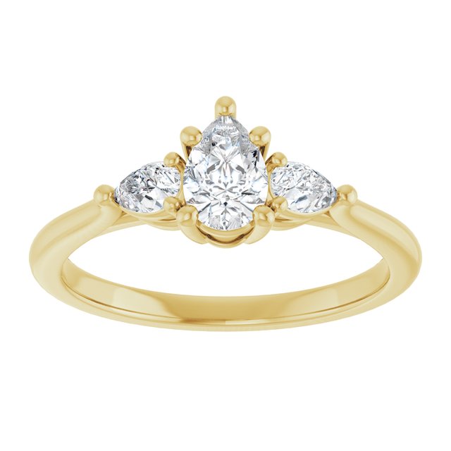 The Ella 0.90ctw Pear cut Lab Grown Diamond Trilogy Engagement Ring