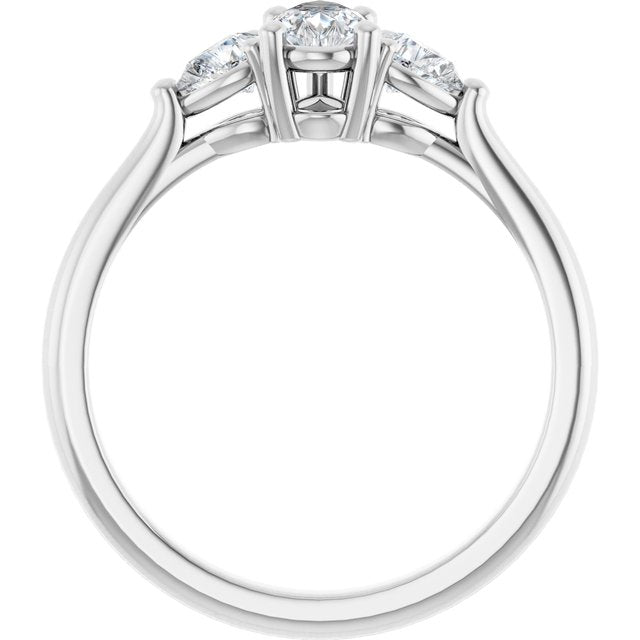 The Ella 0.90ctw Pear cut Lab Grown Diamond Trilogy Engagement Ring