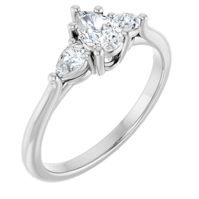 The Ella 0.90ctw Pear cut Lab Grown Diamond Trilogy Engagement Ring