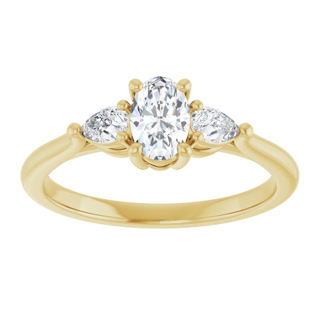 The Ella 0.90ctw Oval and Pear cut Lab Grown Diamond Trilogy Engagement Ring