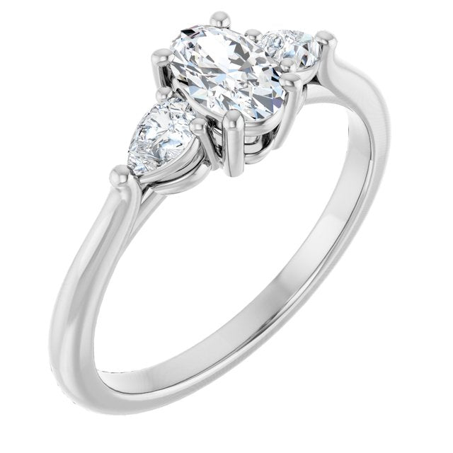 The Ella 0.90ctw Oval and Pear cut Lab Grown Diamond Trilogy Engagement Ring