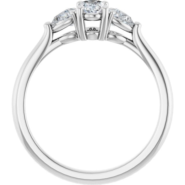 The Ella 0.90ctw Oval and Pear cut Lab Grown Diamond Trilogy Engagement Ring