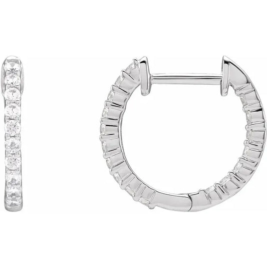 0.50ct Lab Grown Diamond Inside Out 14.5mm Hoops in 14k Gold