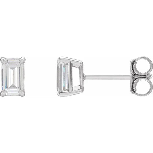 2.00ct Lab Grown Diamond Emerald cut Basket Style Earrings in 14k Gold