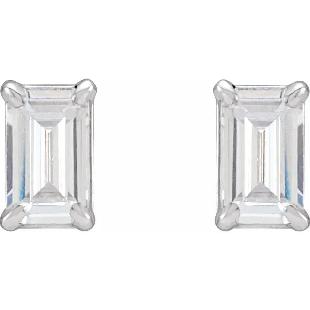 2.00ct Lab Grown Diamond Emerald cut Basket Style Earrings in 14k Gold