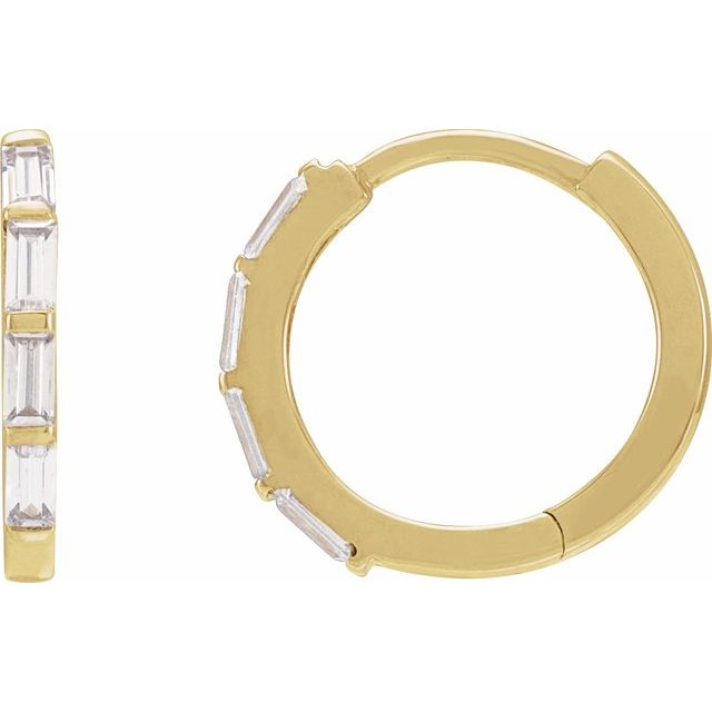 0.35ct Emerald cut Lab Grown Diamond 13.4mm Hoop Earrings in 14k Gold