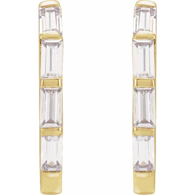 0.35ct Emerald cut Lab Grown Diamond 13.4mm Hoop Earrings in 14k Gold