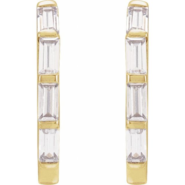 0.35ct Emerald cut Lab Grown Diamond 13.4mm Hoop Earrings in 14k Gold