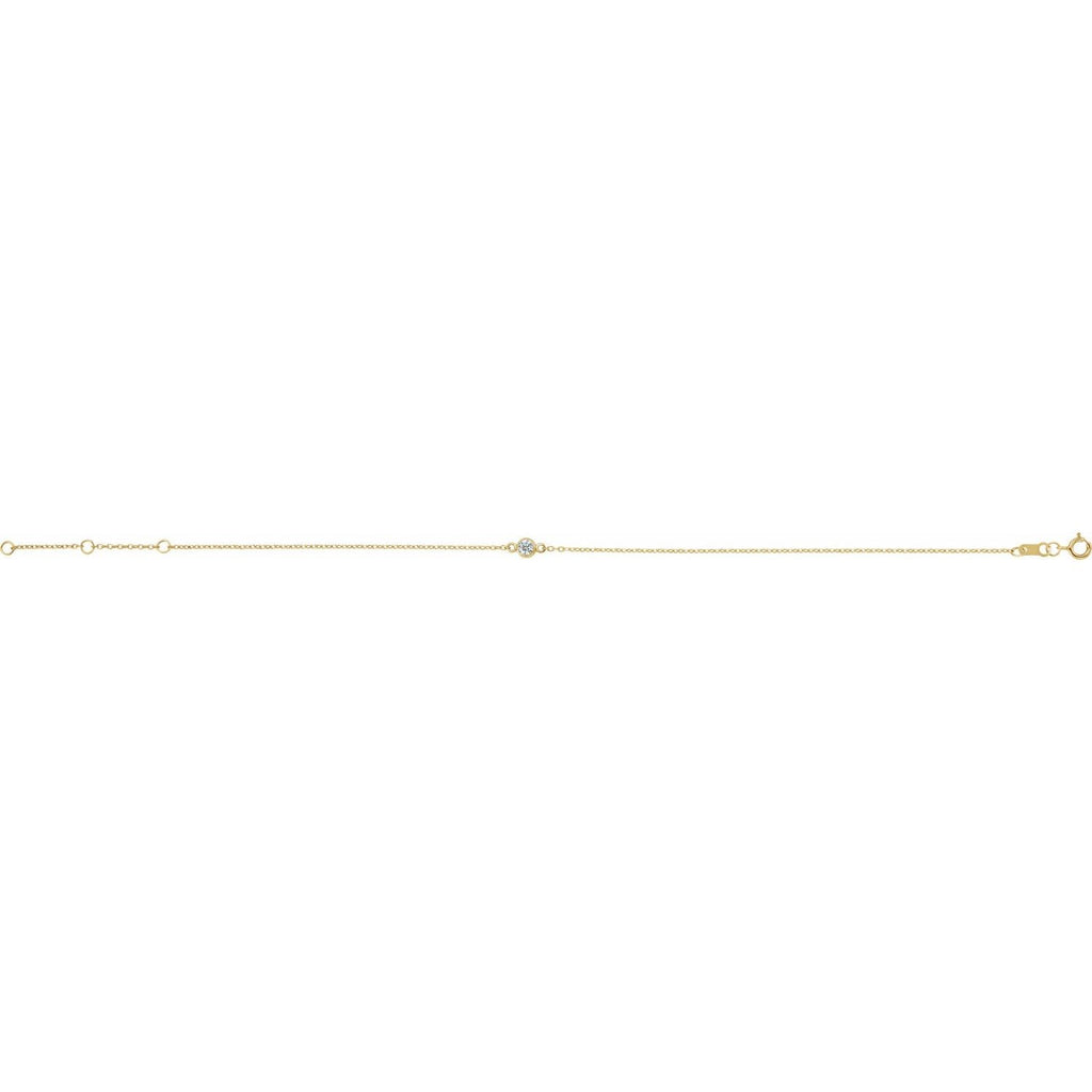 0.10ct Natural Mined Diamond Bezel Set Bracelet in 14k Gold