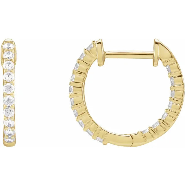 0.50ct Lab Grown Diamond Inside Out 14.5mm Hoops in 14k Gold