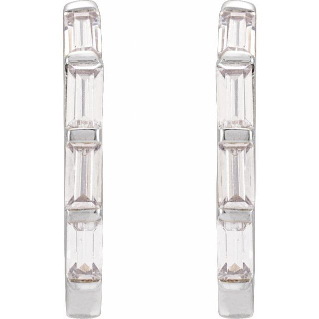 0.35ct Emerald cut Lab Grown Diamond 13.4mm Hoop Earrings in 14k Gold