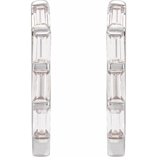 0.35ct Emerald cut Lab Grown Diamond 13.4mm Hoop Earrings in 14k Gold