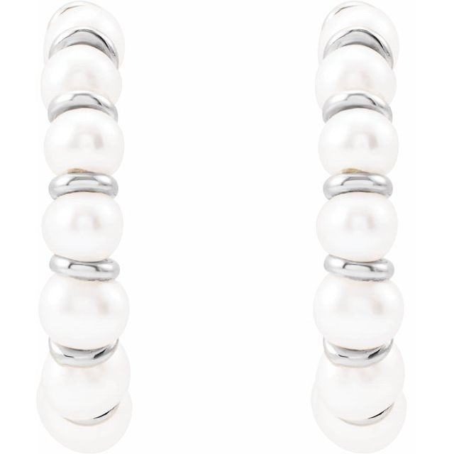 Freshwater Pearl Hoop Earrings in 14k Yellow Gold