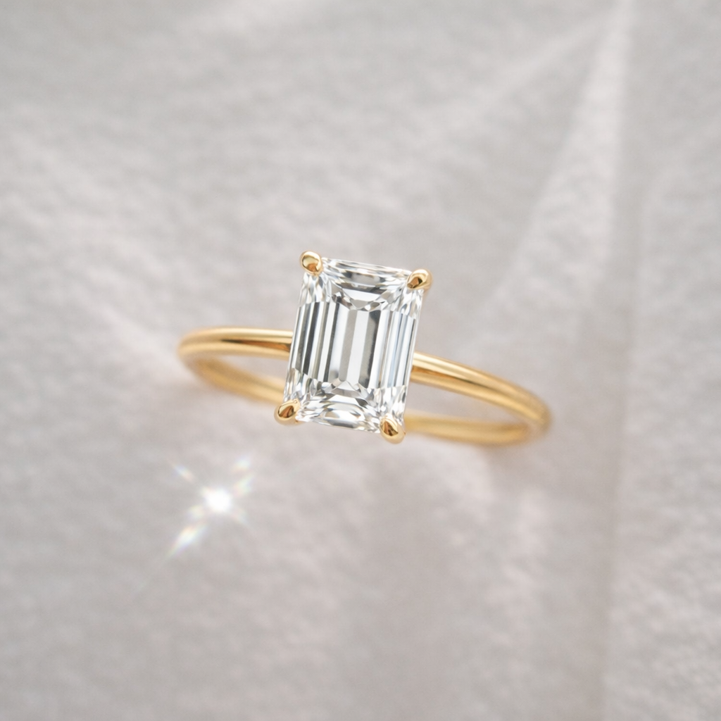 The Emma 4.00ct Emerald cut Lab Grown Diamond Solitaire Engagement Ring