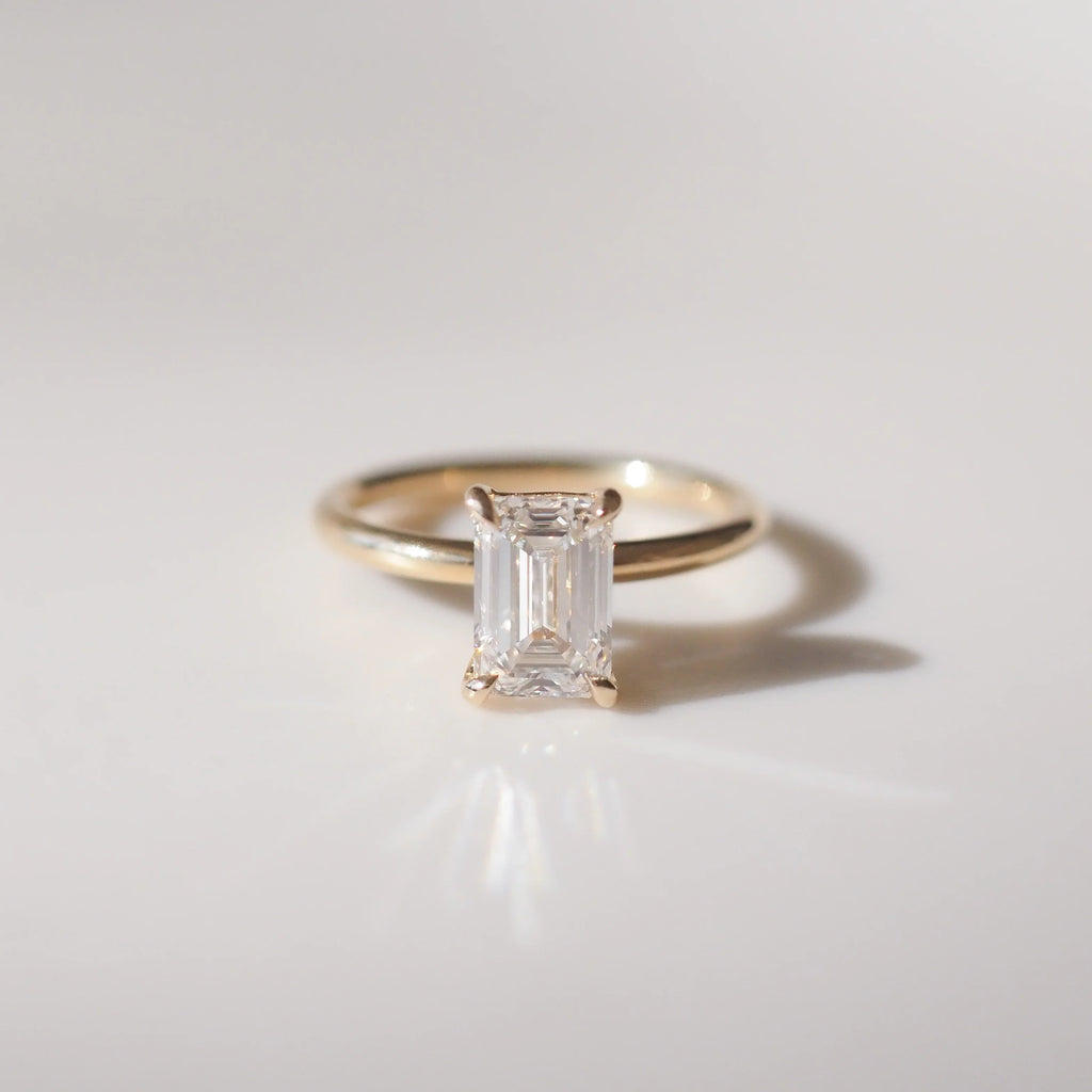 The Emma 1.50ct Emerald cut Lab Grown Diamond Solitaire Engagement Ring