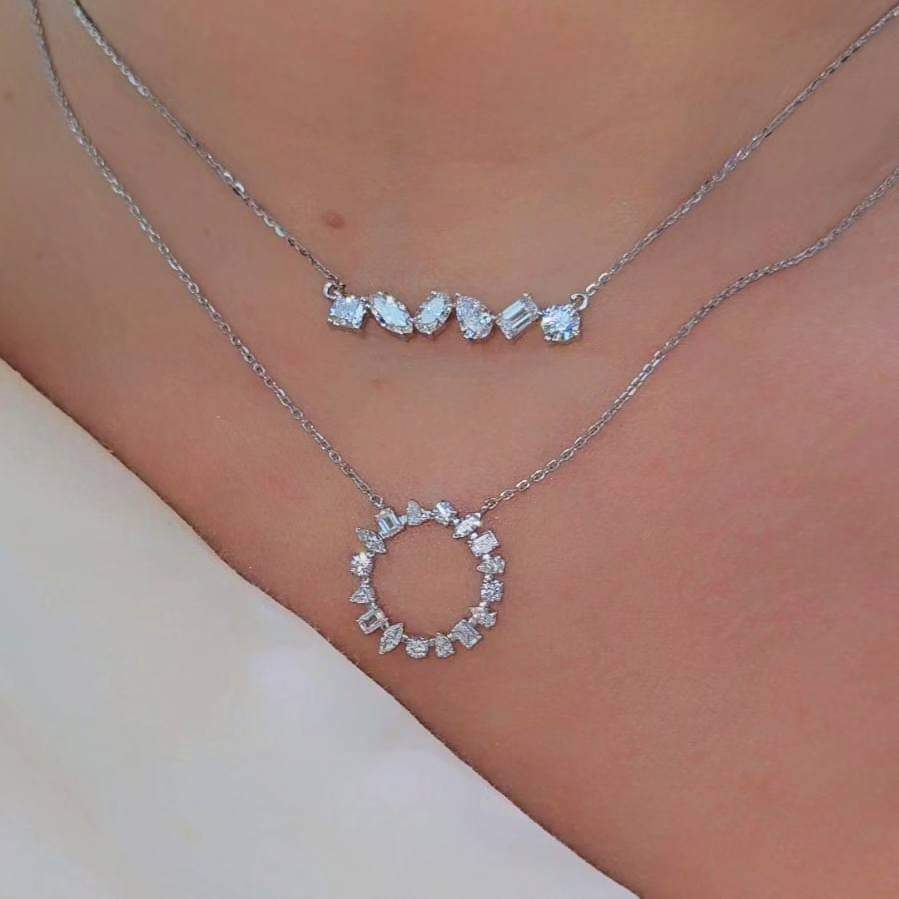 1.20ctw Lab Grown Diamond Multishape Circle Necklace in 14k Gold