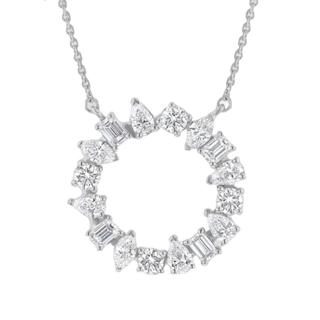 1.20ctw Lab Grown Diamond Multishape Circle Necklace in 14k Gold