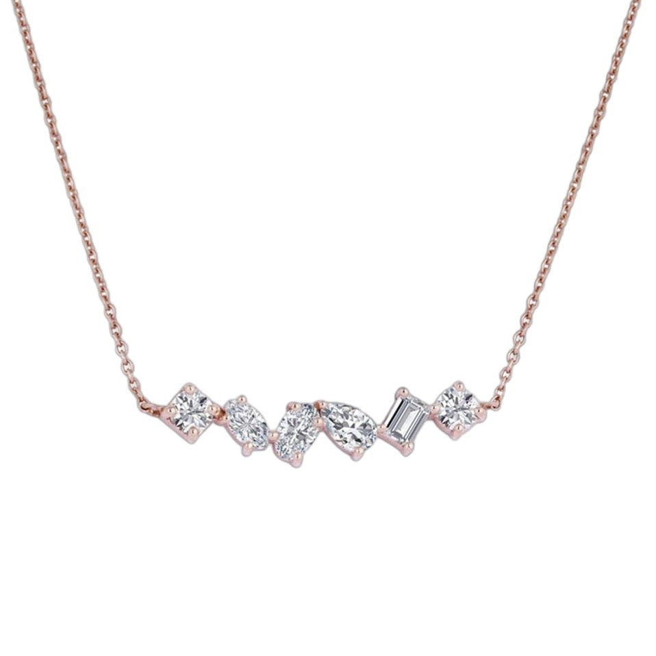 2.00ctw Lab Grown Diamond Multishape Bar Necklace in 14k Gold