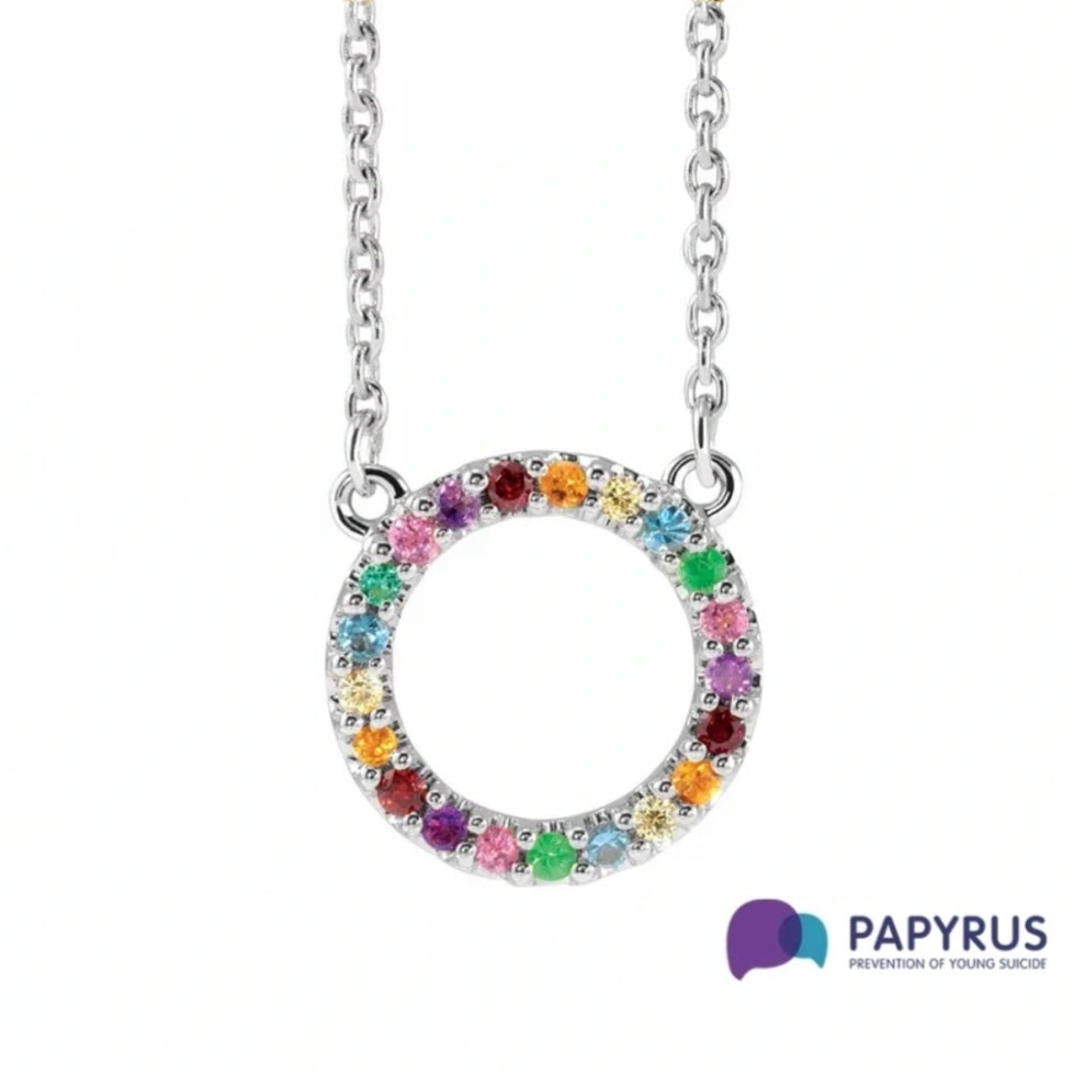 Multicolour Natural Gemstone Circle Necklace in 14k Gold