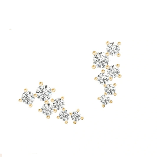 0.25ct Lab Grown Diamond Round scattered Climber Earrings in 14k Gold