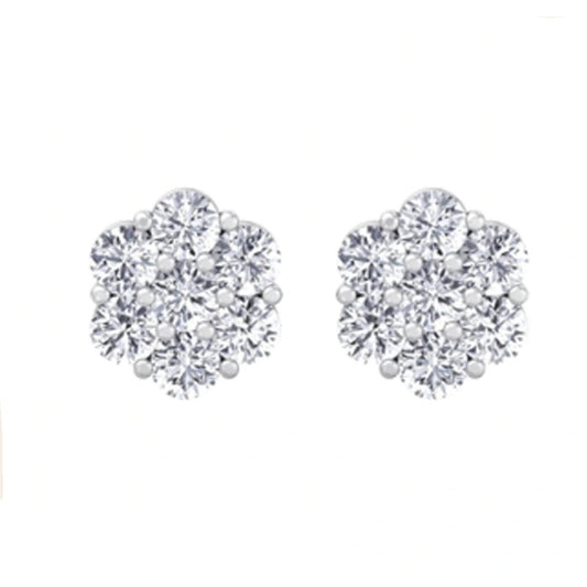 2.00ct Lab Grown Diamond Cluster Earrings in 14k Gold