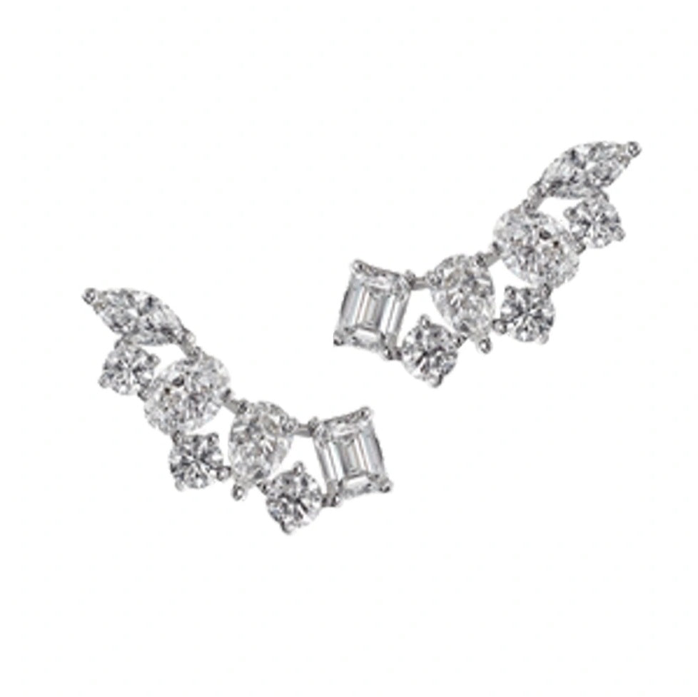 2.50ct Lab Grown Diamond Multishspe Climber Earrings in 14k Gold