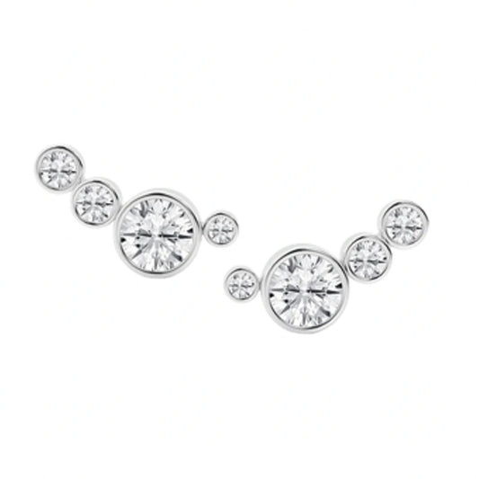 1.50ct Lab Grown Diamond Round Bezel Climber Earrings in 14k Gold