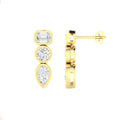 1.50ct Lab Grown Diamond Three Stone Bezel Drop Earrings in 14k Gold