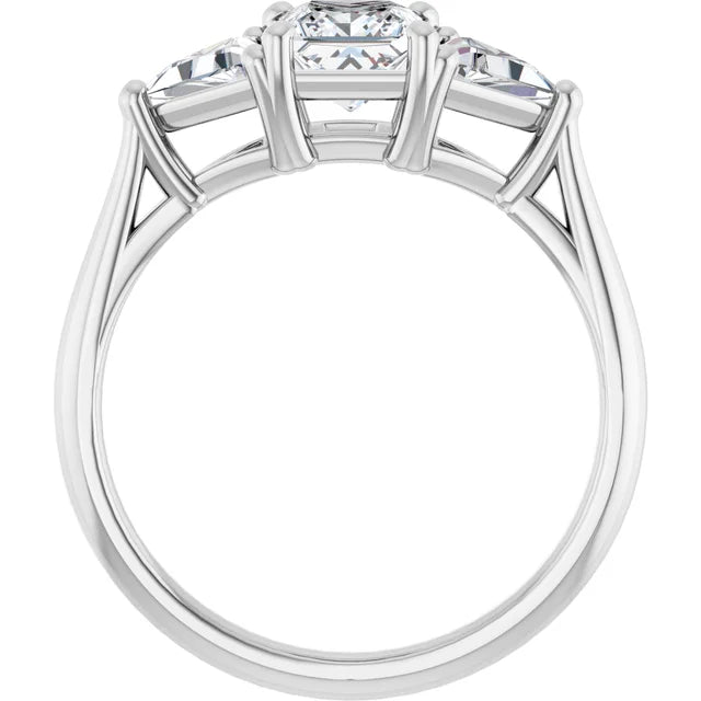 The Sophia 0.90ctw Princess and Trilliant cut Lab Grown Diamond Trilogy Engagement Ring