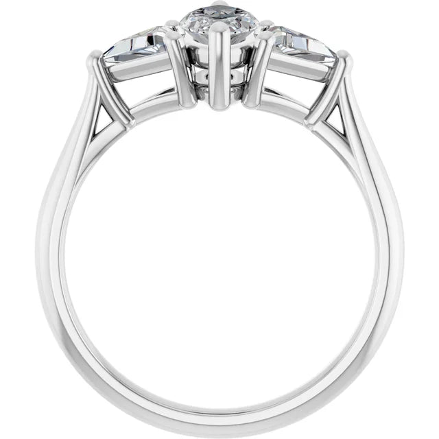 The Sophia 0.90ctw Marquise and Trilliant cut Lab Grown Diamond Trilogy Engagement Ring