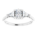 The Sophia 0.90ctw Oval and Trilliant cut Lab Grown Diamond Trilogy Engagement Ring