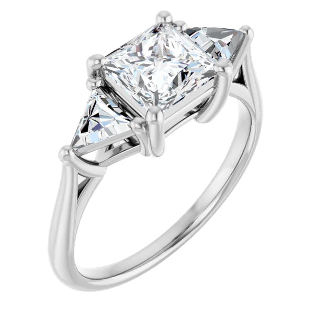 The Sophia 1.60ctw Princess and Trilliant cut Lab Grown Diamond Trilogy Engagement Ring