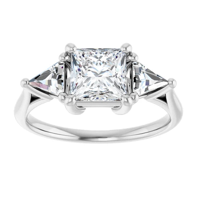 The Sophia 1.60ctw Princess and Trilliant cut Lab Grown Diamond Trilogy Engagement Ring