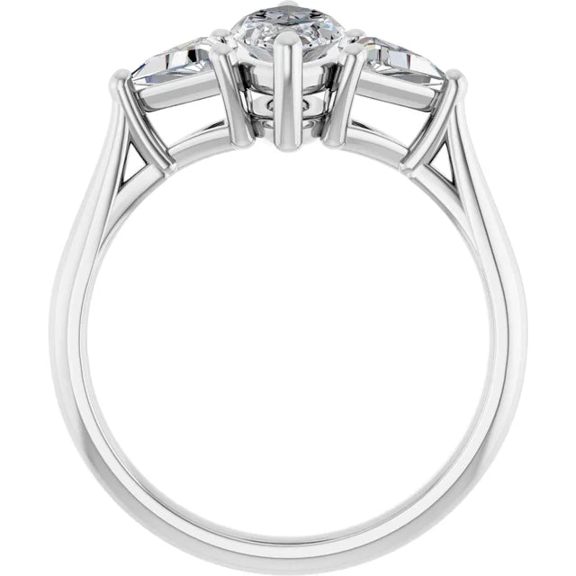 The Sophia 1.60ctw Marquise and Trilliant cut Lab Grown Diamond Trilogy Engagement Ring