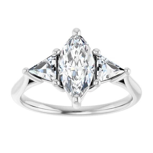 The Sophia 1.60ctw Marquise and Trilliant cut Lab Grown Diamond Trilogy Engagement Ring