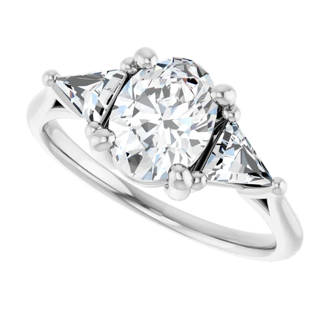 The Sophia 1.60ctw Oval and Trilliant cut Lab Grown Diamond Trilogy Engagement Ring