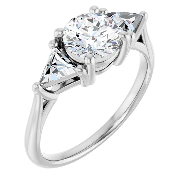 The Sophia 1.60ctw Round and Trilliant cut Lab Grown Diamond Trilogy Engagement Ring